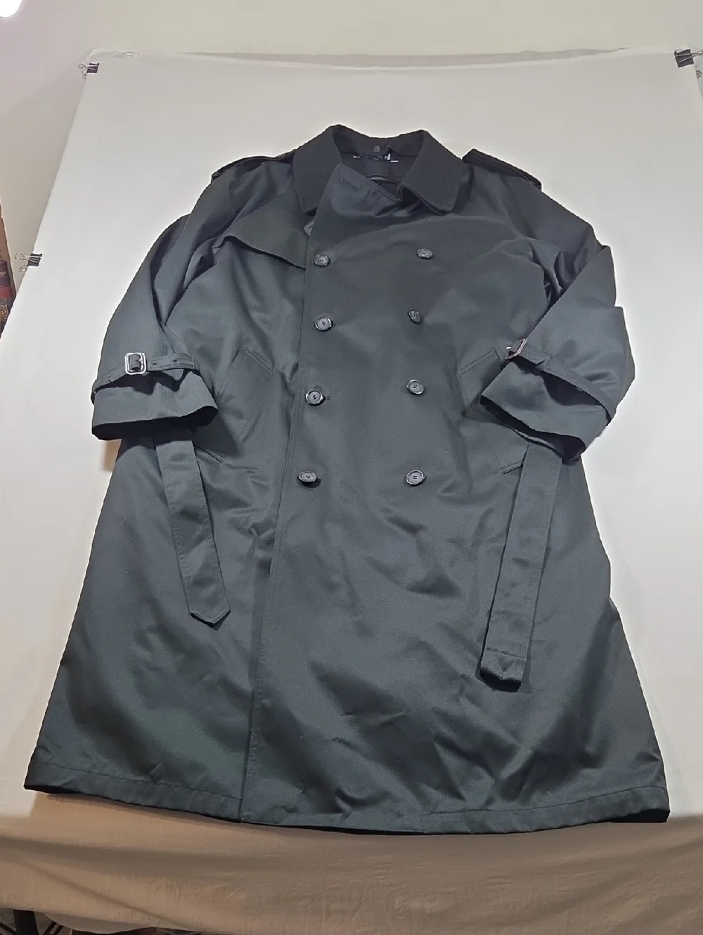 Ralph Ralph Lauren Black Wool Blend  Double-Breasted Trench Coat Jacket - Picture 7 of 16